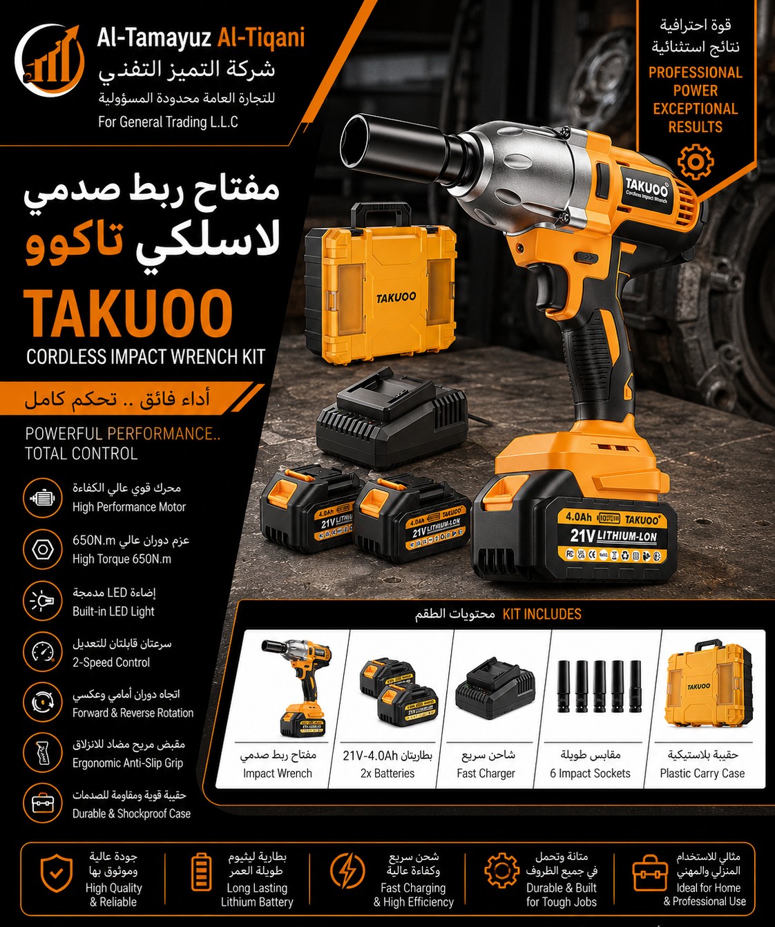TAKUOO Cordless Impact Wrench Kit